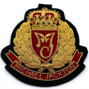 Michael Jackson Gold Bullion Hand Embroidered Pocket Size Blazer Fashion Badge. Excellent Quality