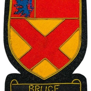 New Hand Embroidered Scottish Clan &quot;BRUCE&quot; Name Badge - Collectors & Heritage Item to Have