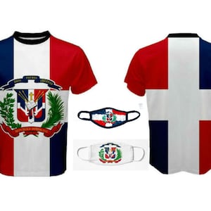 Dominican Republic National Coat Of Arms Flag Men T-Shirt & FREE Matching Black Mask