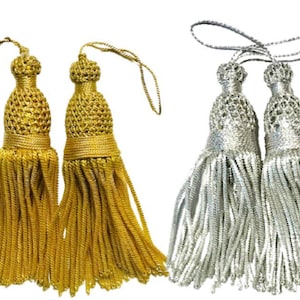 Tassels Gold & Silver Bullion, Army Uniform, Church Vestments. Costume, Decoration, Masonic Aprons, Size 4.5&quot; Buy Single, Pair Or Both