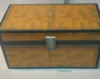 Cofre clásico doble clásico de madera hecho a mano, juego de minería popular de 8 bits