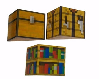 Popular mining game decrative shelves x3 chest,bookcase,crafting table