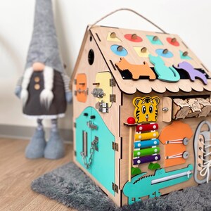 Busy house for toddlers, perfect birthday gift, Montessori toy, sensory board
