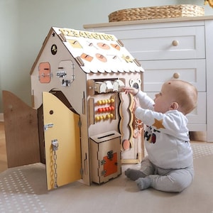 Busy board house for kindergarten, perfect birthday gift, Montessori center toy, sensory board