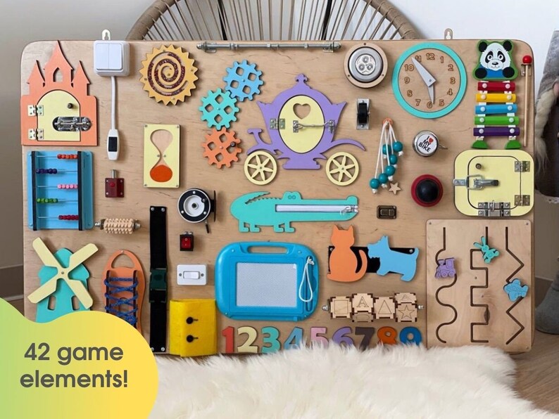 Busy board for toddlers, perfect birthday gift, Montessori toy, sensory shops board