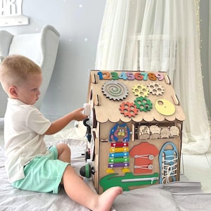 Busy house for toddlers, perfect birthday gift, Montessori toy, sensory board