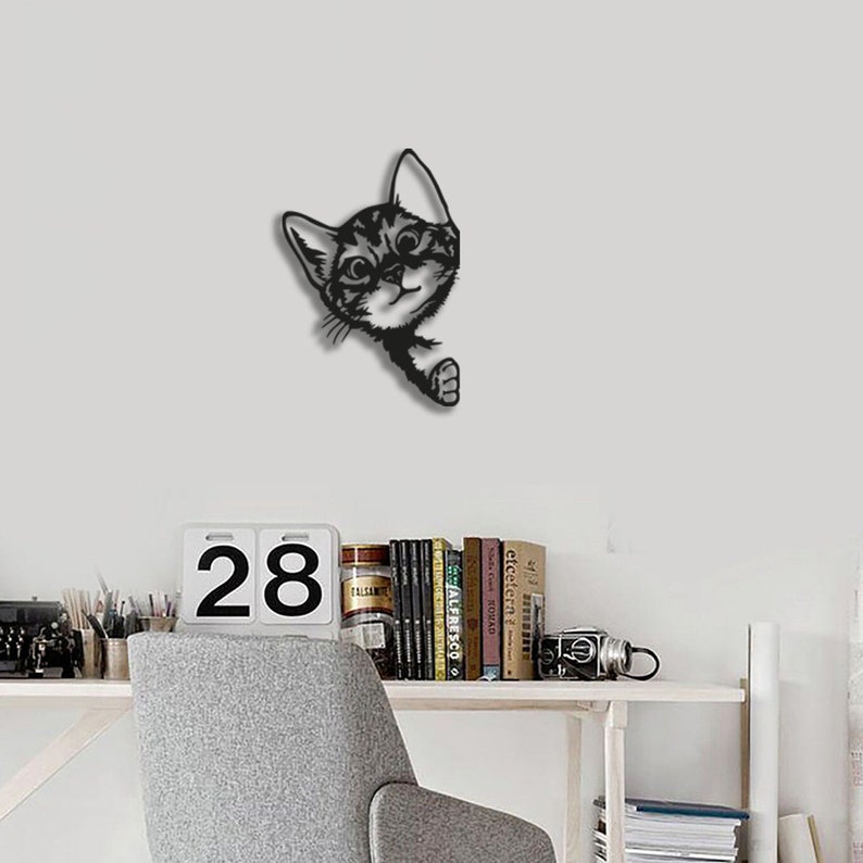 Peeping Cat Metal Wall Decorpeeping Cat Metal Wall Etsy