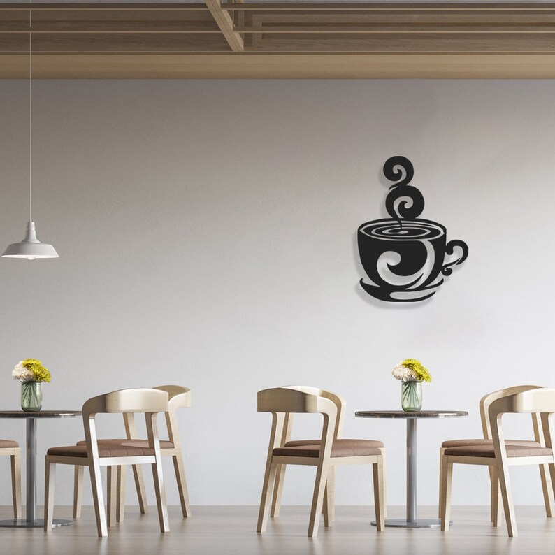 Coffee Metal Wall Art Coffee Cup Decor Kitchen Bedroom Cafe Etsy