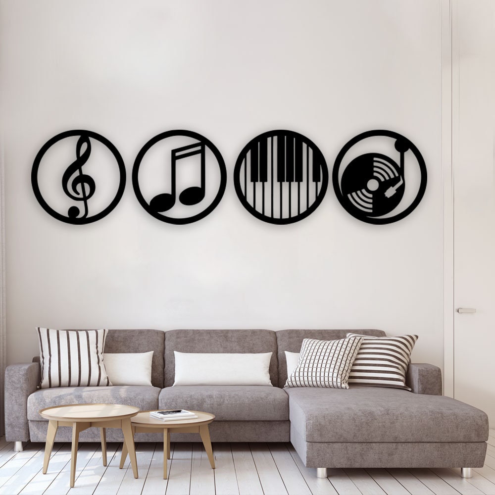 Musical Set of 4 Metal Wall Art Musician Room Wall Hanging Etsy
