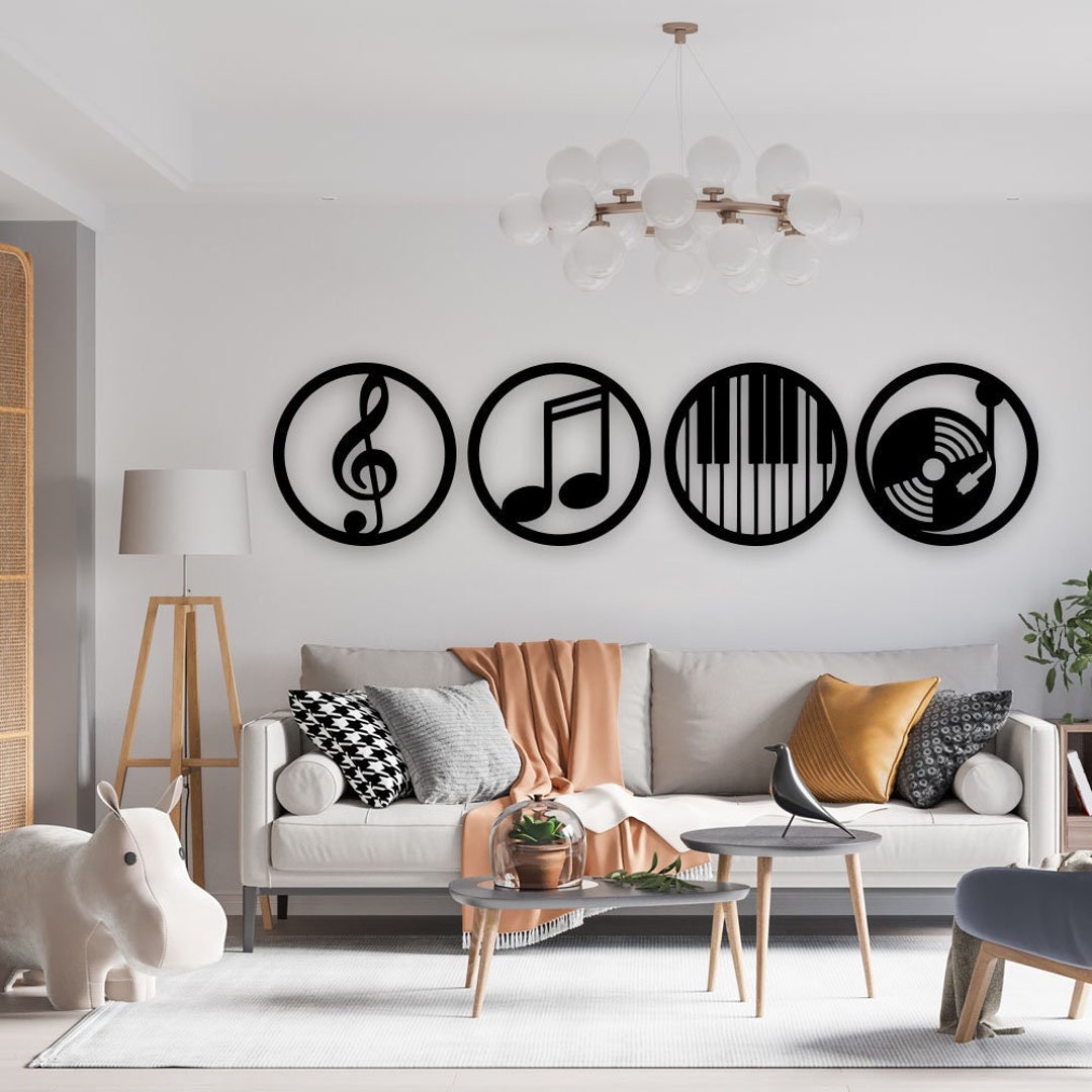 Musical Set of 4 Metal Wall Art Musician Room Wall Hanging Etsy