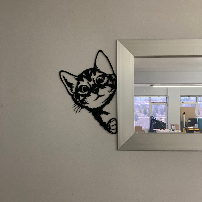 Peeping Cat Metal Wall Decorpeeping Cat Metal Wall Etsy