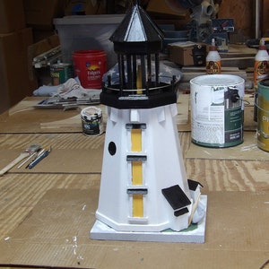 Decorative Lighthouse Birdhouse: Tabletop or Post Mount