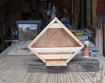 Diamond Shape Mourning Dove Nesting or Roosting Box Made from Pinewood with Golden Pecan Finish