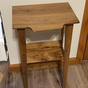 Handmade Refurbished Oak Accent Table with Bottom Shelf (24"h x 13"w x 10"d)
