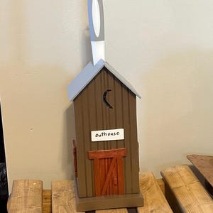 Handcrafted wooden Outhouse Toilet Brush Holder Brush Kit Included