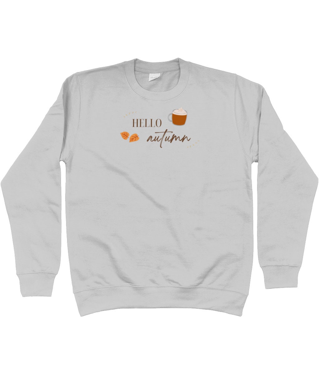 Discover Hello Autumn Womens Unisex Sweatshirt Jumper | Pumpkin Spiced Latte | Autumn Leaves