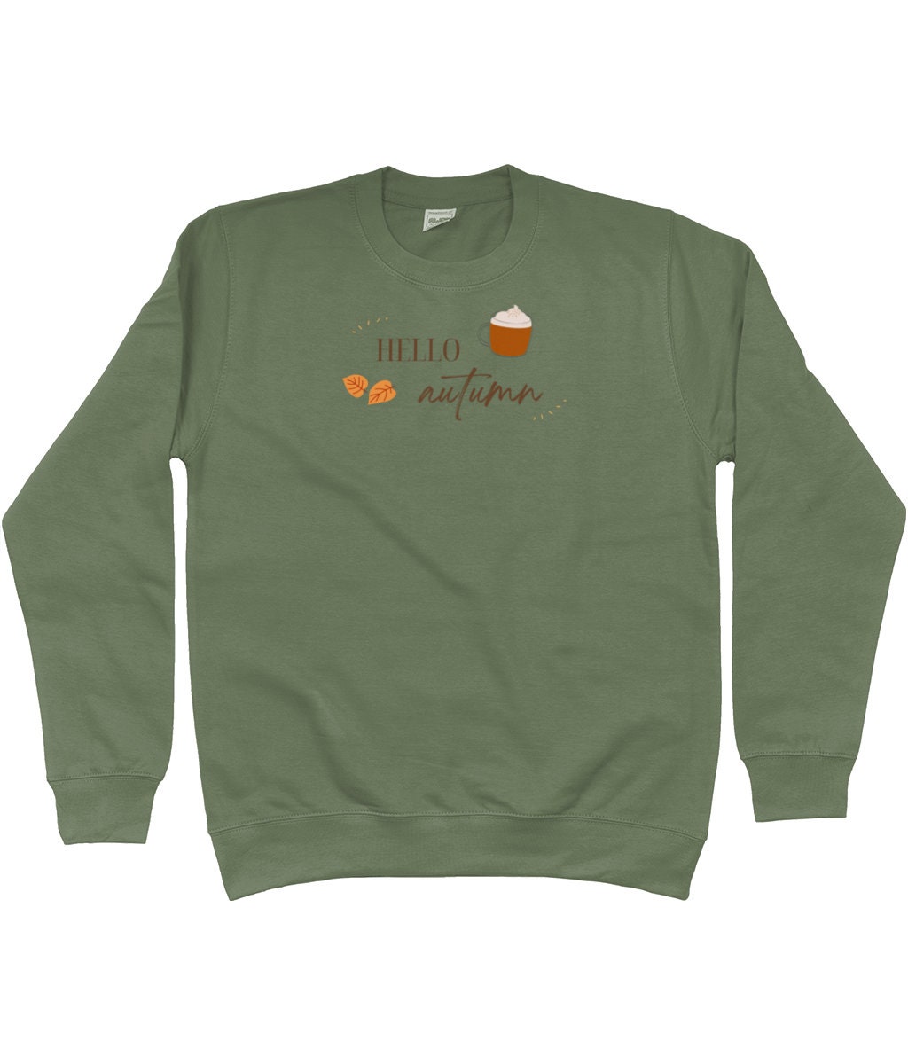 Discover Hello Autumn Womens Unisex Sweatshirt Jumper | Pumpkin Spiced Latte | Autumn Leaves