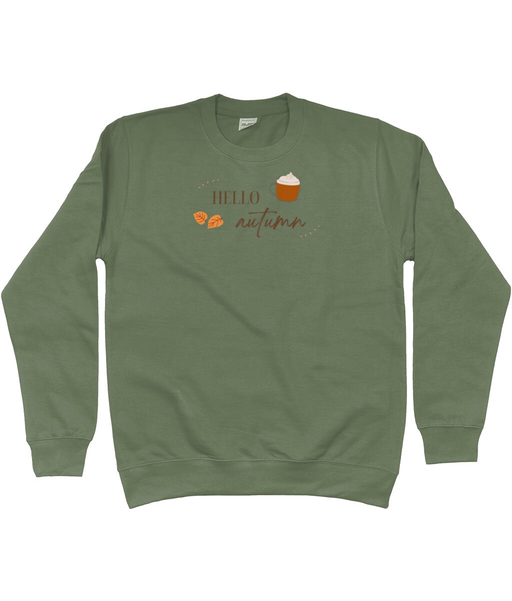 Discover Hello Autumn Womens Unisex Sweatshirt Jumper | Pumpkin Spiced Latte | Autumn Leaves