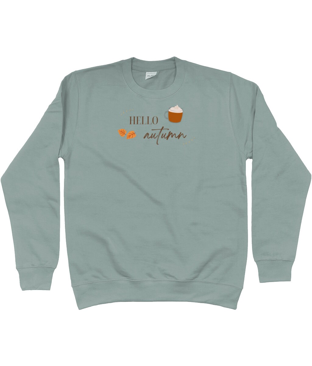 Discover Hello Autumn Womens Unisex Sweatshirt Jumper | Pumpkin Spiced Latte | Autumn Leaves