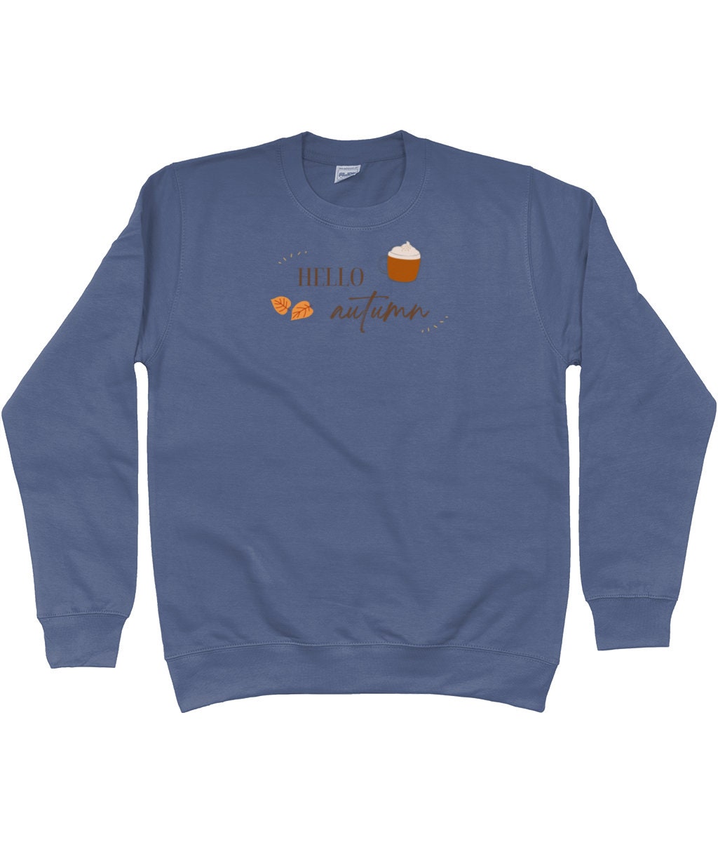 Discover Hello Autumn Womens Unisex Sweatshirt Jumper | Pumpkin Spiced Latte | Autumn Leaves