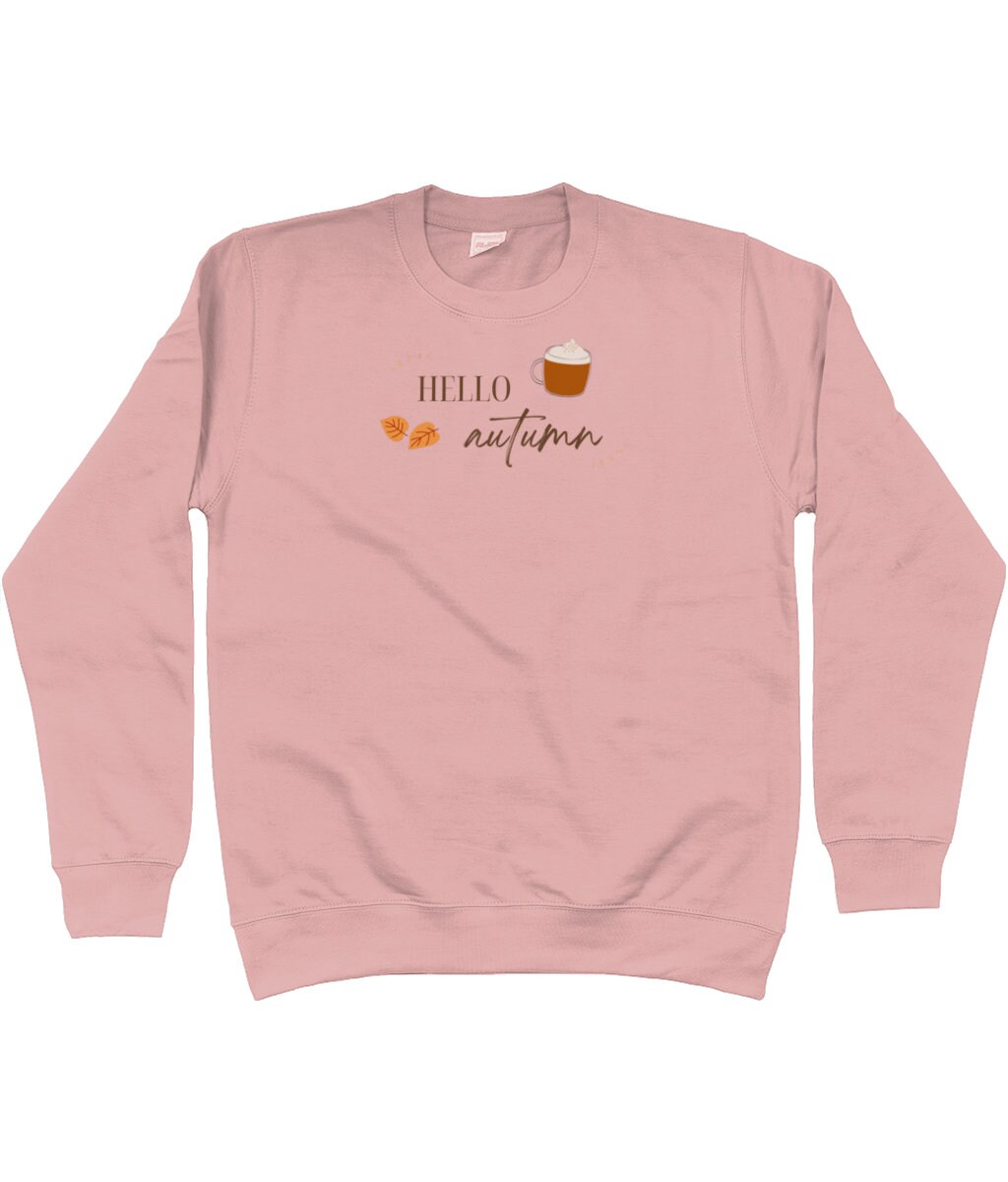 Discover Hello Autumn Womens Unisex Sweatshirt Jumper | Pumpkin Spiced Latte | Autumn Leaves