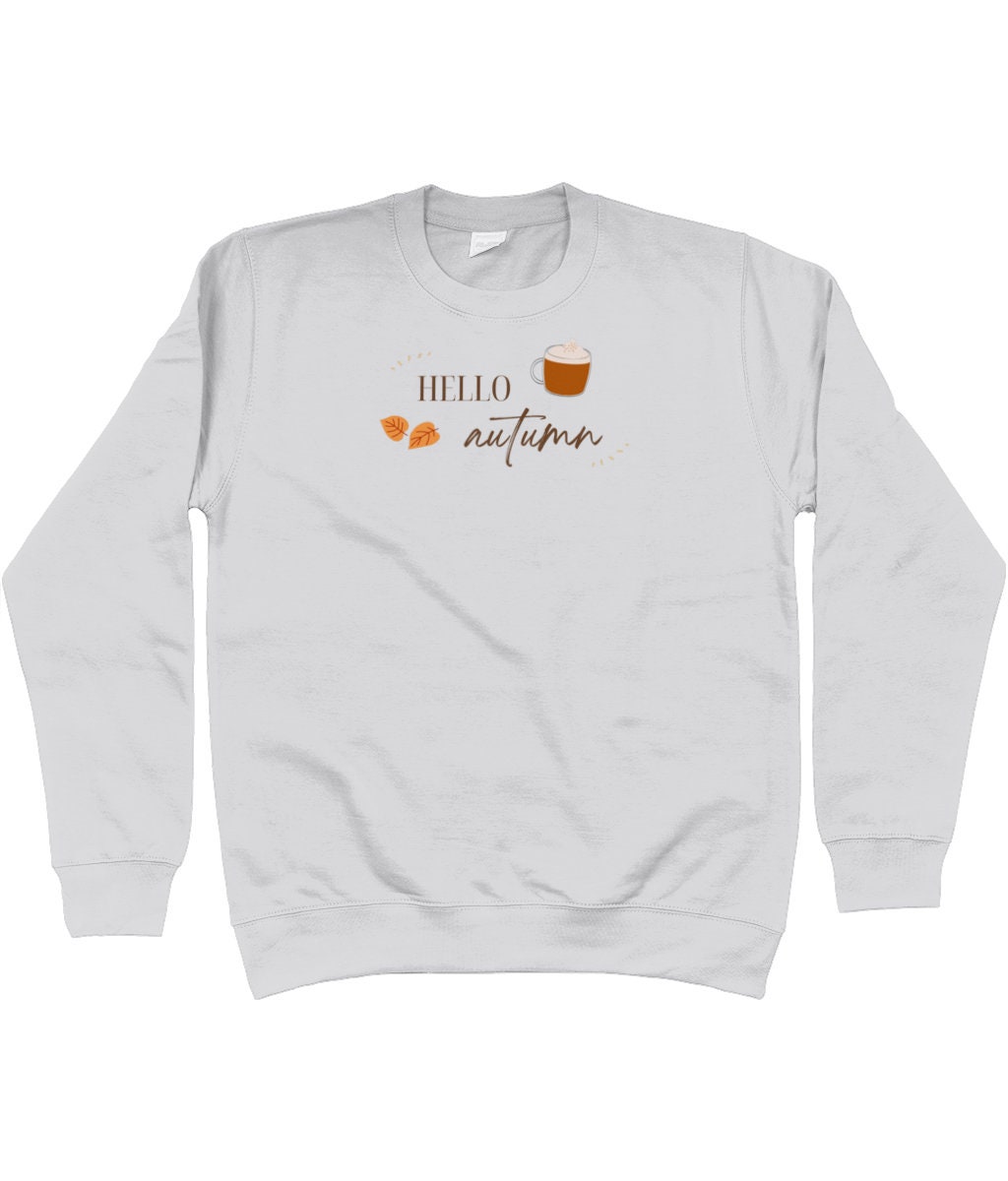 Discover Hello Autumn Womens Unisex Sweatshirt Jumper | Pumpkin Spiced Latte | Autumn Leaves