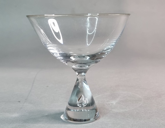 Sparkling Wine Coupe Liqueur Aquavit Glass | Original Holmegaard Princess Tear Drop Control Bubble Stem |B. Severin |