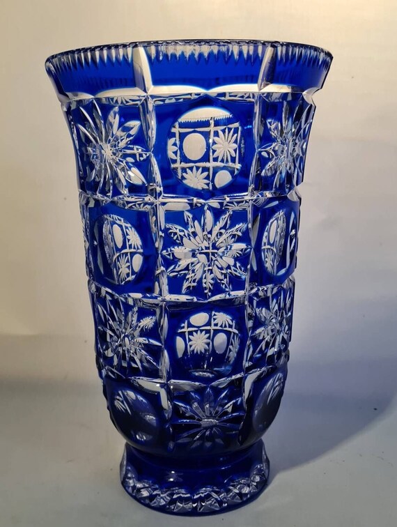 Crystal vase | Glass engraving Dresden | Cobalt blue
