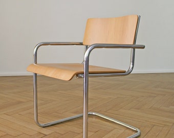 Freischwinger in Buche Bauhaus Stil von Plurima, 1980er