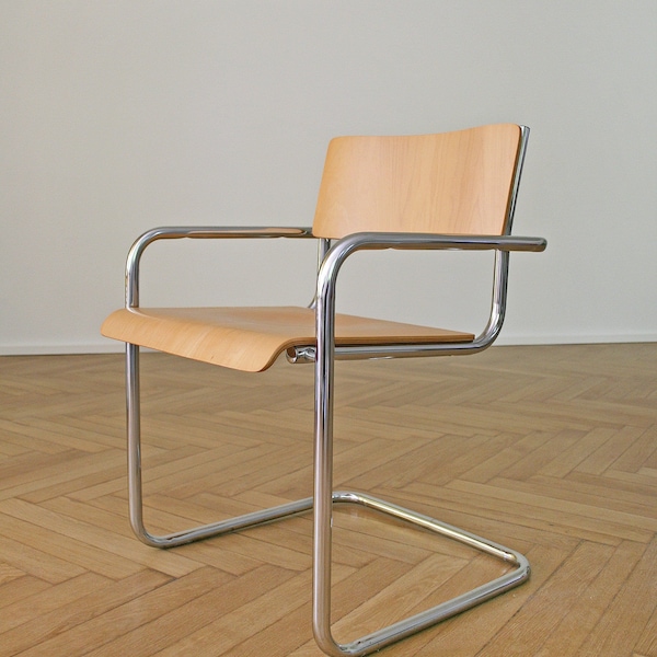 Freischwinger in Buche Bauhaus Stil von Plurima, 1980er