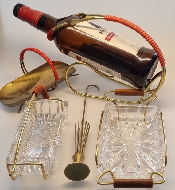 Mid Century Modern Brass Wire | House Bar Christal Accessory | Vintage | 50-60ies