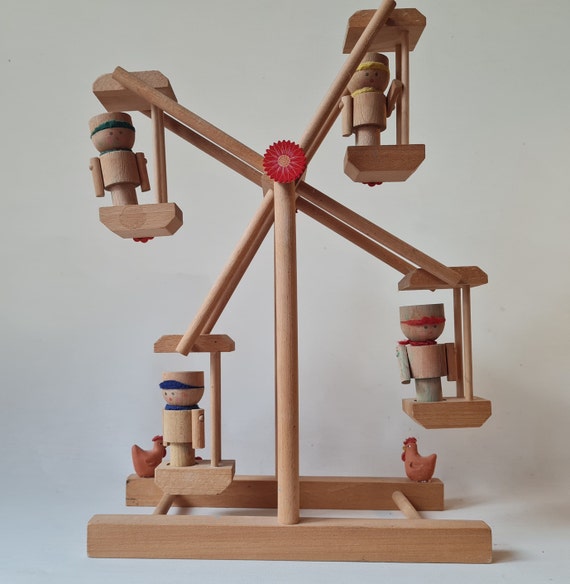 Wooden carousel | Vintage toy | Handcrafted | 60s
