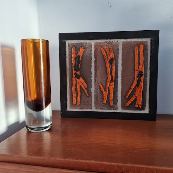 Tile | Danish | Glazed earthenware | Design object ceramic picture | Nygården | Signed | 70s