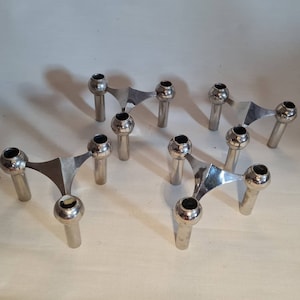 Set of 4 candlesticks | Fabric nail | Vintage | Retro industrial design | 70s