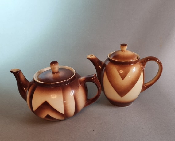 Set of coffee and teapot | Bunzlau ceramics | Brown | GDR