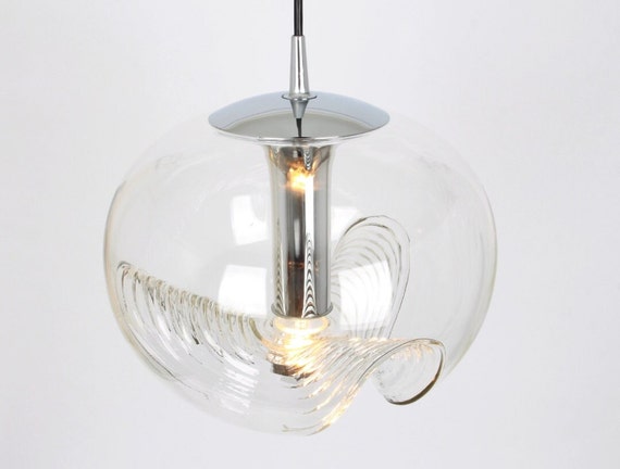 Putzler pendant lamp | Glass | Space Age Wave I Peil and Putzler by Koch/ Lowy | 70s