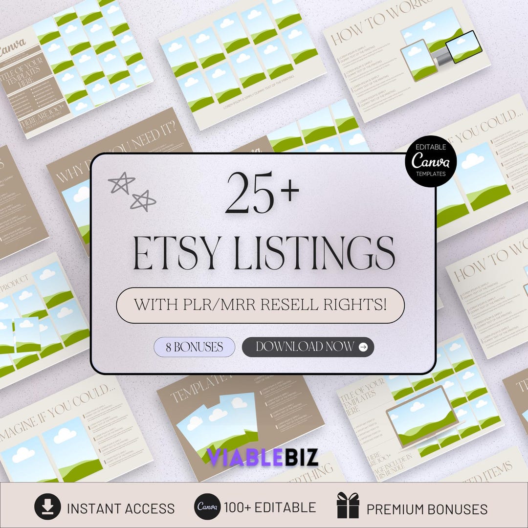 PLR Etsy Listing Mockup Templates Bundle for Digital Products, Editable ...