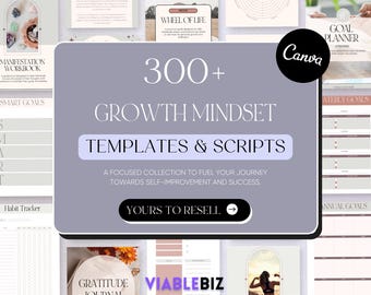 Growth Mindset PLR Templates: Digital Journal & Planner Bundle