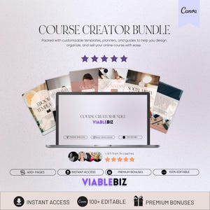 Course Creator Bundle, Online Course Canva Template, Course Slidedeck, Online Course Launch, Course Template, Course Sales Page, Canva Kit