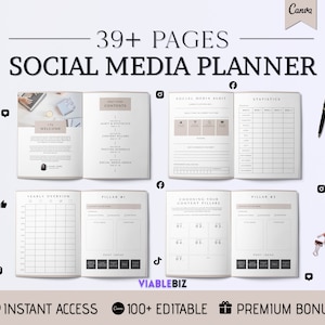 Social Media Planner, Content Planner, Printable Marketing Planner, Instagram Planner, Social Media Content Calendar, Social Planner Canva