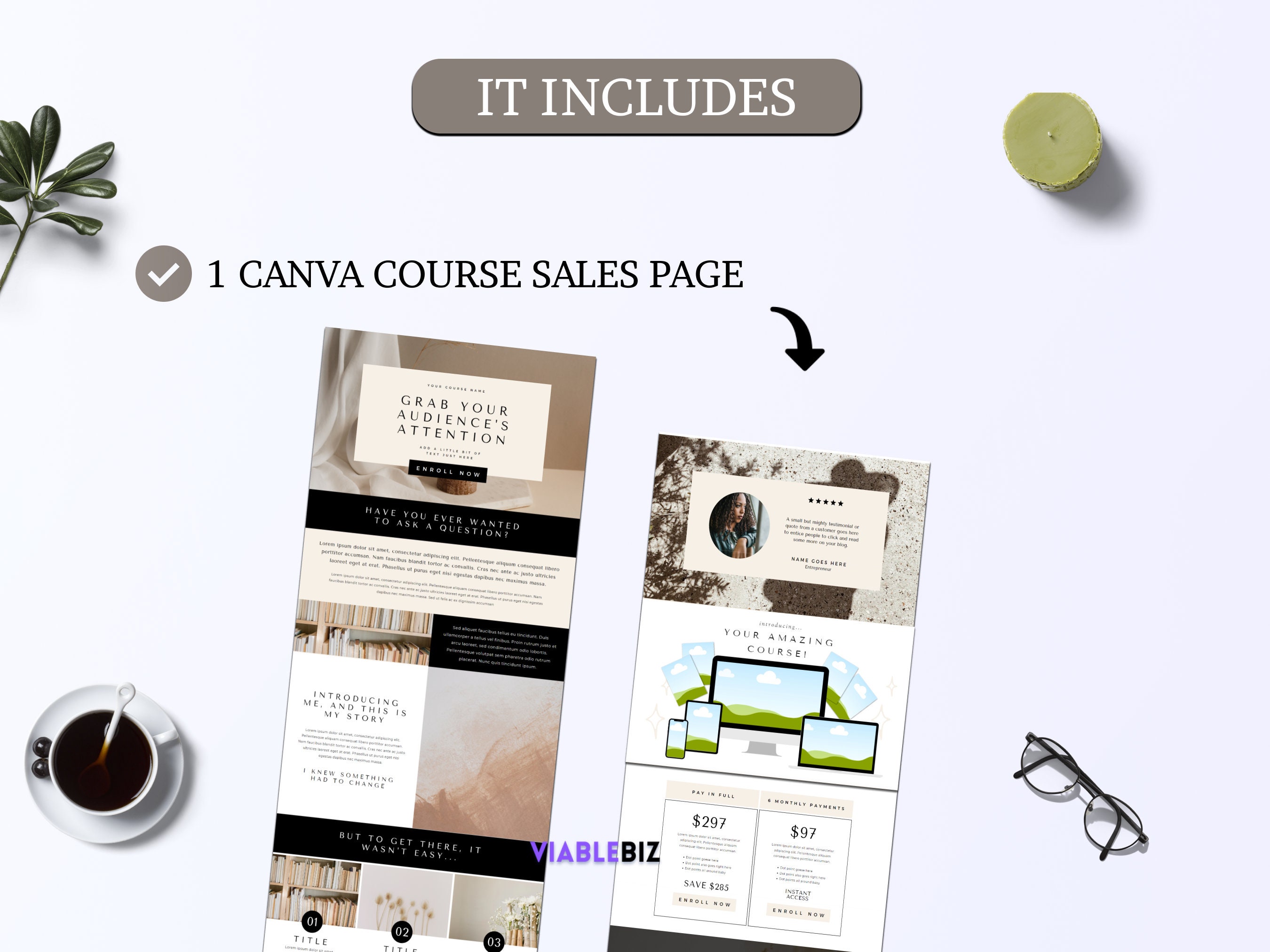 Course Sales Page Template, Canva Sales Page Template, Course Creator ...