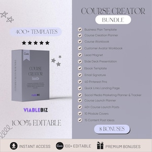 Course Creator Bundle, Course Creation Templates, Course Planner Template, Canva Course Creator, Canva Website Template, Slide Deck Template