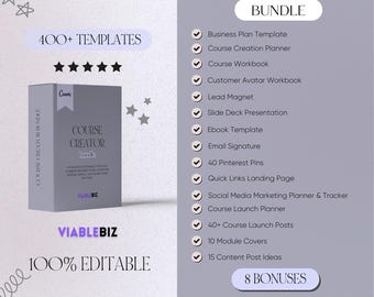 Course Creator Bundle, Course Creation Templates, Course Planner Template, Canva Course Creator, Canva Website Template, Slide Deck Template