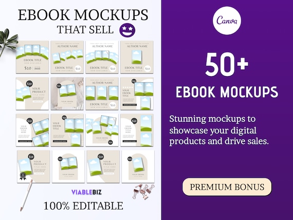 50+ Ebook Mockups, Promotional Posts, Ebook Template, Magazine Mockup, Ebook Mockup Canva, Book Mockup, Digital Product Mockup, Canva