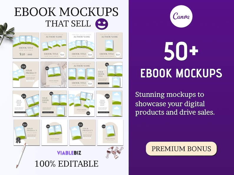 Ebook mockup template for promotional posts