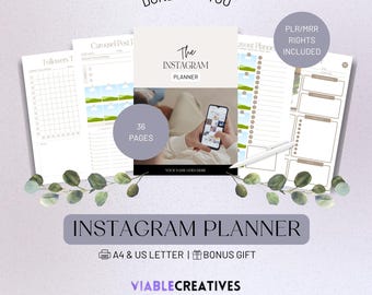 Instagram Planner, Social Media Content Calendar, PLR Resell Rights (Digital Download)