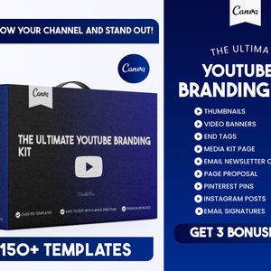 Youtube Branding Kit, Youtube Banner, Youtube Thumbnail, Youtube Template Canva, Youtube Video Cover, Youtube Intro Video, Youtube Outro