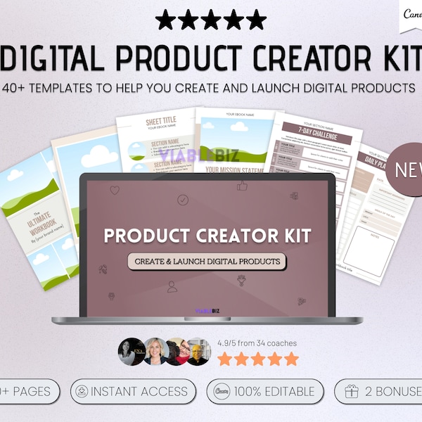 Digital Product Kit, Small Business, Digital Product Planner, Digital Download Templates, Create and Sell Digital Products, Product Ideas