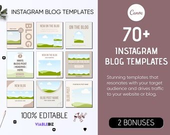 Plantillas de blogs de Instagram, Plantillas de publicaciones de Instagram, Publicaciones de redes sociales de blogs de Instagram, Plantillas de Blogger de Canva, Plantillas de redes sociales