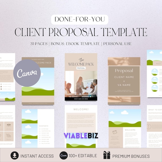 Client Proposal Template, Virtual Assistant Template, Business Proposal Template, Virtual Assistant Client Proposal Canva Template